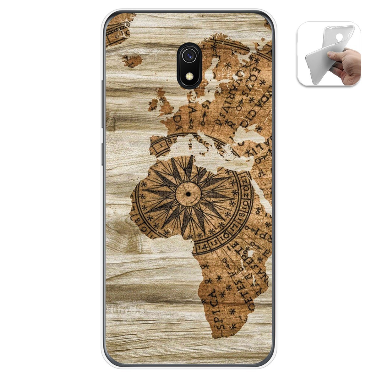 Tumundosmartphone Funda Gel Tpu para Xiaomi Redmi 8A diseño Madera 07 Dibujos
