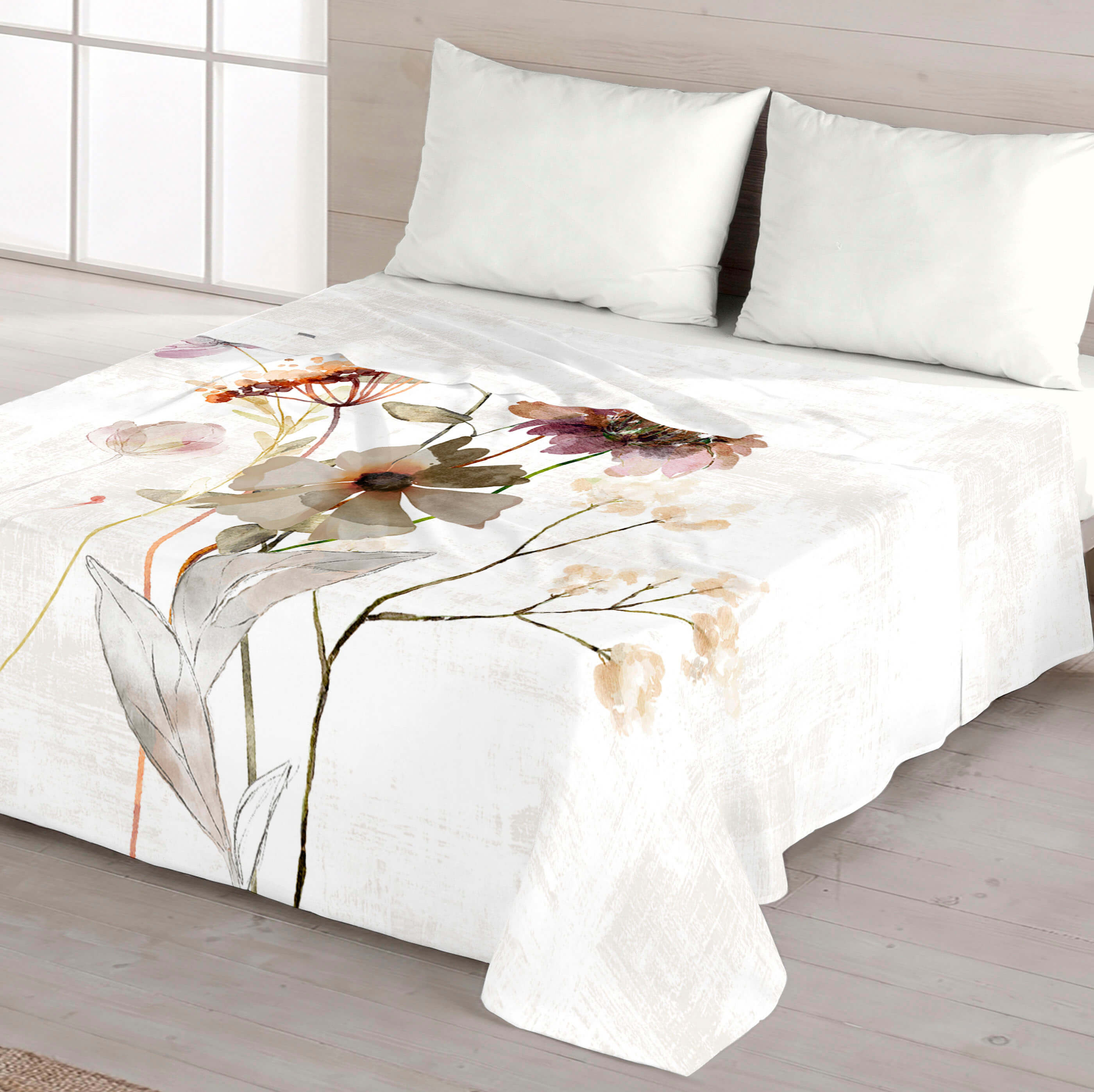 NATURALS - Juego de Sábanas Estampado 3/4 Piezas 100% Algodón Extrasuave - Incluye Sábana Encimera + 1 o 2 Fundas de Almohada + Sábana Bajera - Cama 90/135/150/180 - Fabricado en España