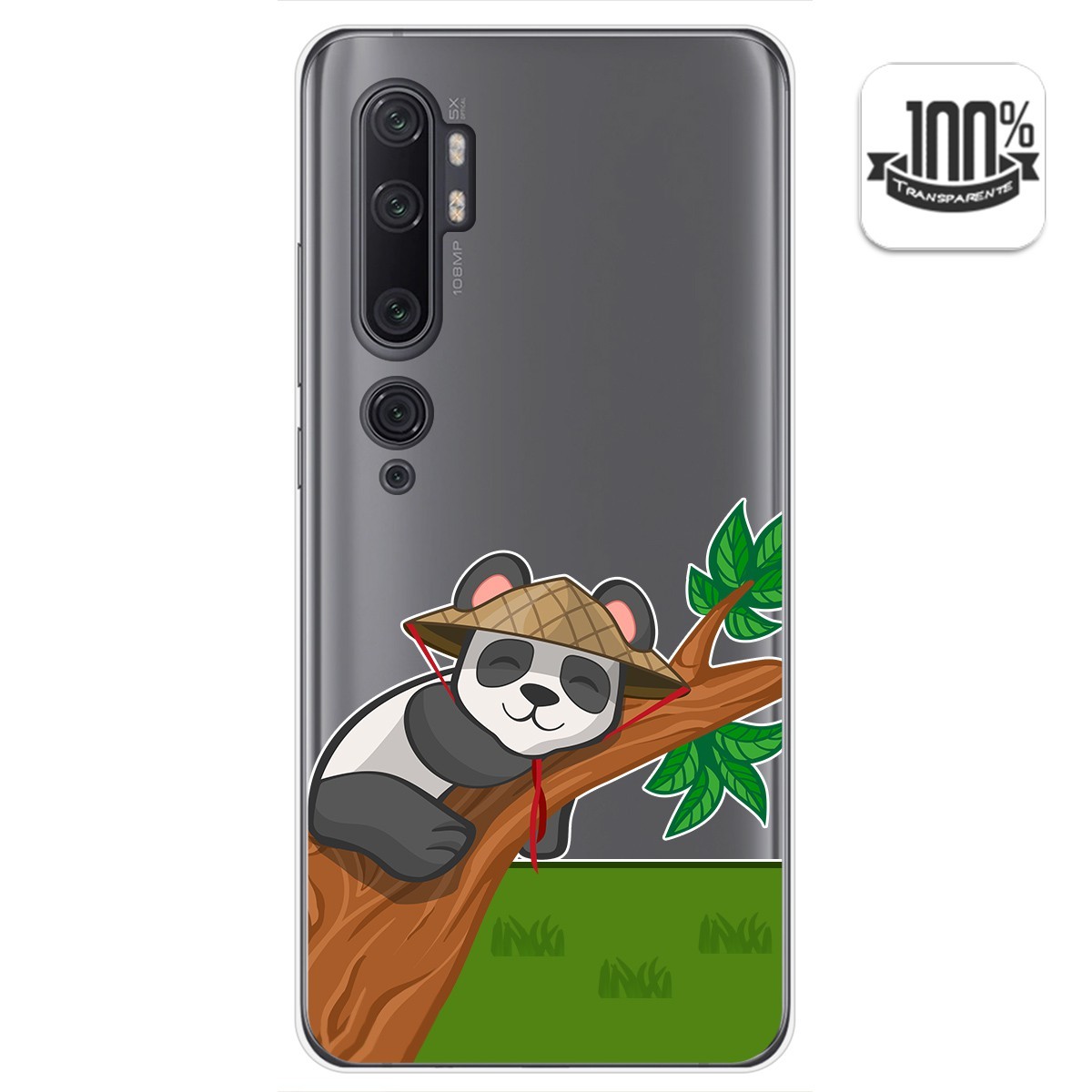 Tumundosmartphone Funda Gel Transparente para Xiaomi Mi Note 10 diseño Panda Dibujos
