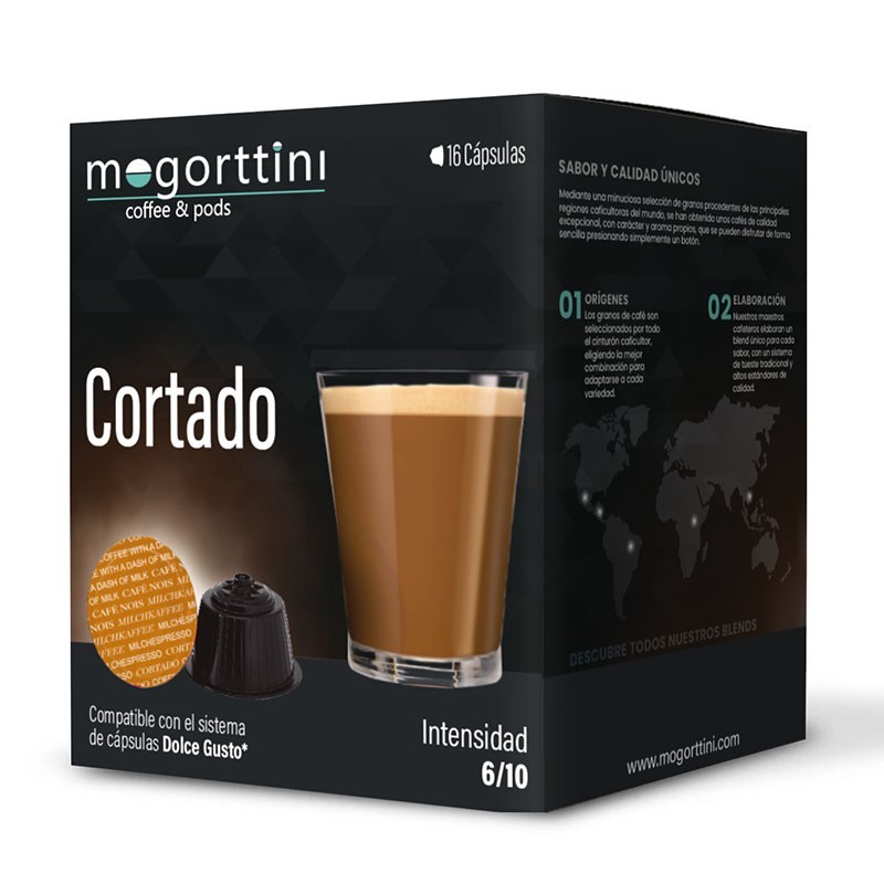 Mogorttini - Cortado 16 cápsulas Mogorttini compatible Dolce Gusto 8436583660478