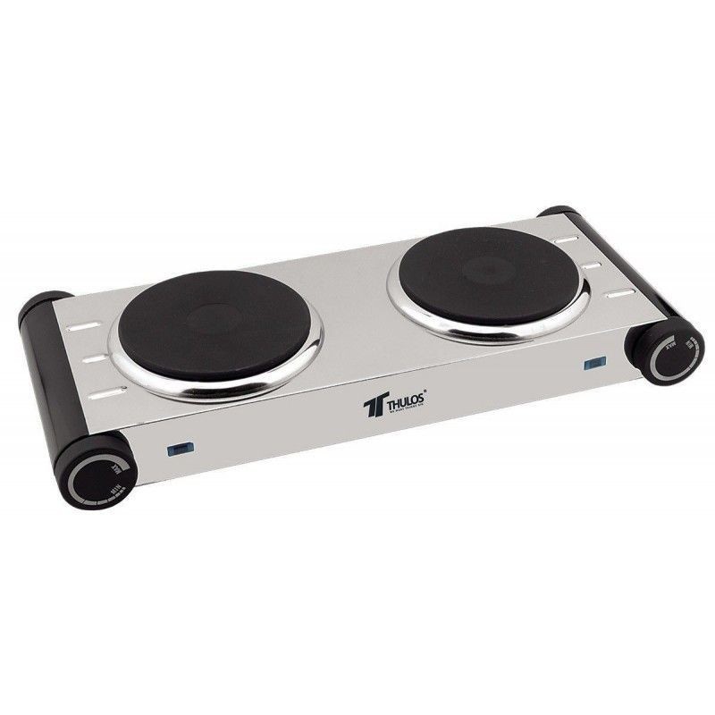 Suinga Cocina Eléctrica Inoxidable 2 Quemadores 50x29 Cm Portátil