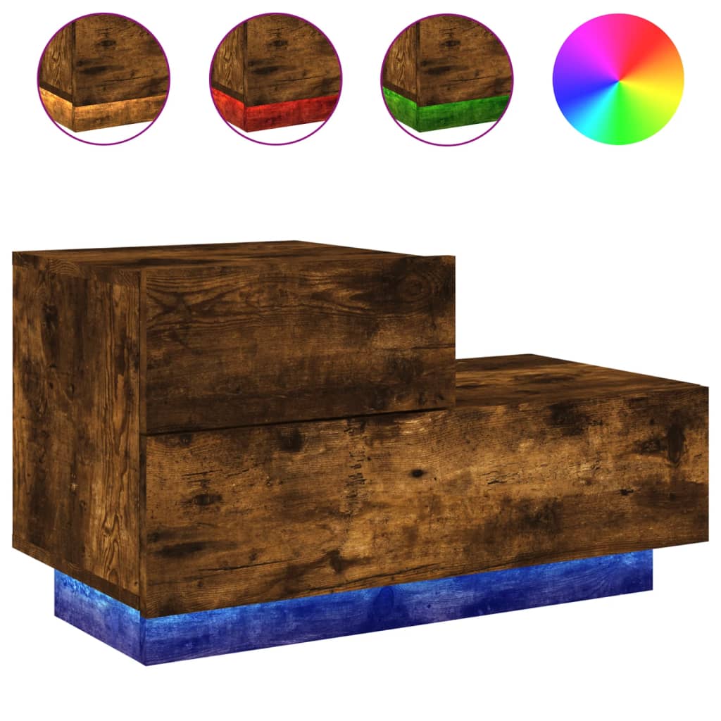 Mesita de Noche Vidaxl con Luces LED 70x36x40,5 Cm - Blanca
