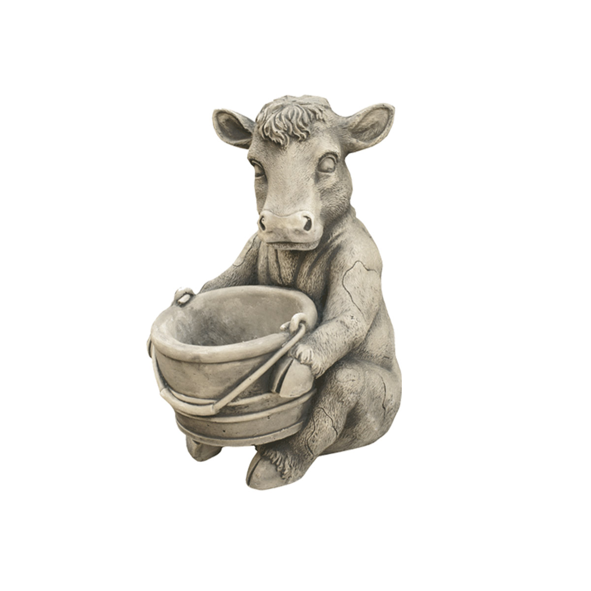 Escultura de Piedra Vaca Lechera para Jardín, 26x26x35cm - AnaParra