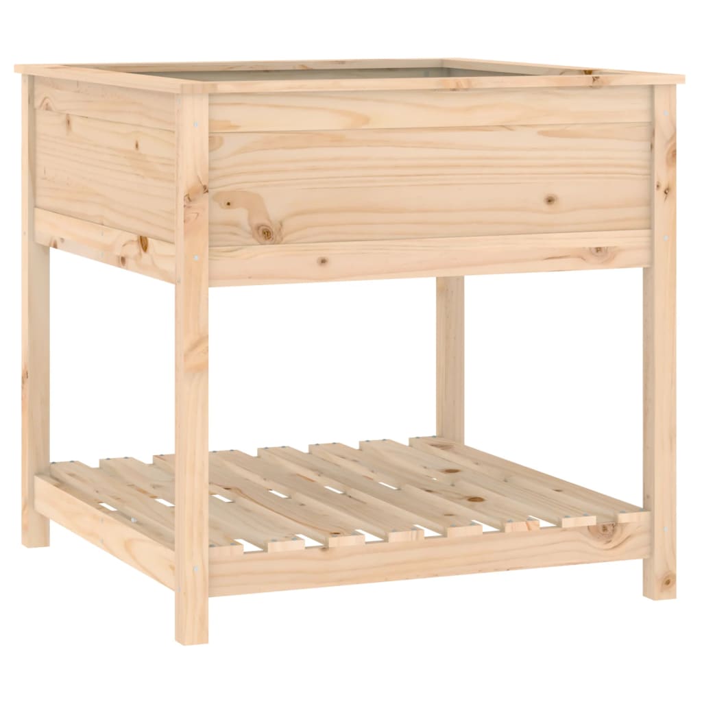 vidaXL Jardinera con estante madera maciza pino 82,5x82,5x81 cm Color Natural,  Blanco,  Gris y mas