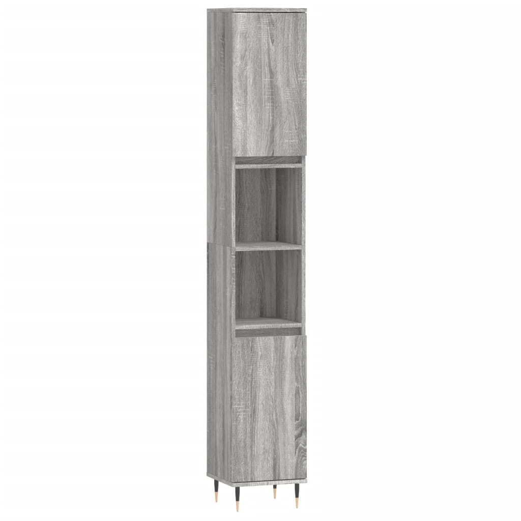 vidaXL Armario de baño madera contrachapada gris Sonoma 30x30x190 cm