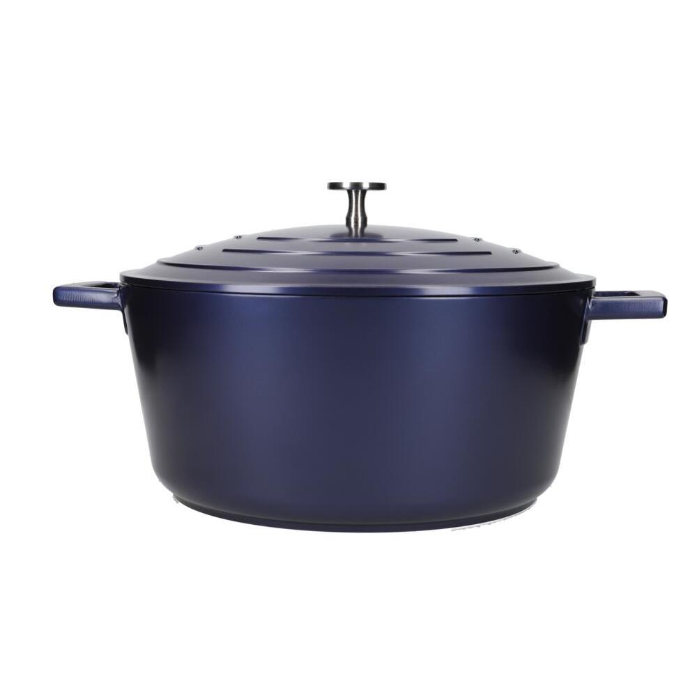 MasterClass Cazuela con tapa, grande 5L/28 cm, aluminio fundido ligero, apta para horno y placa de inducción, azul