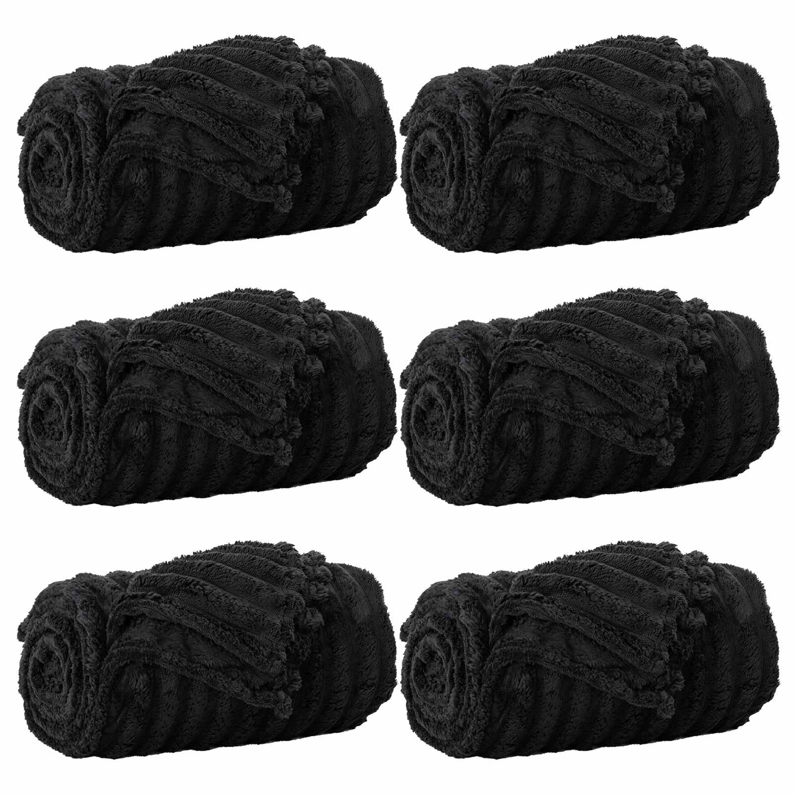 vidaXL Mantitas de Sofá 6 pcs Negro 240 x 220 cm Lana