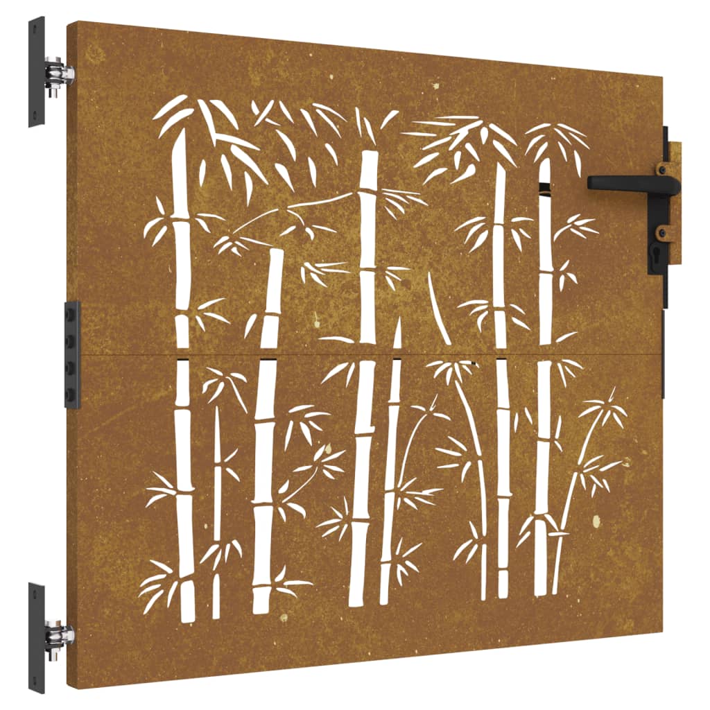 vidaXL Puerta de jardín acero corten diseño bambú Dimensiones 85 x 75 cm, 85 x 100 cm, 85 x 125 cm