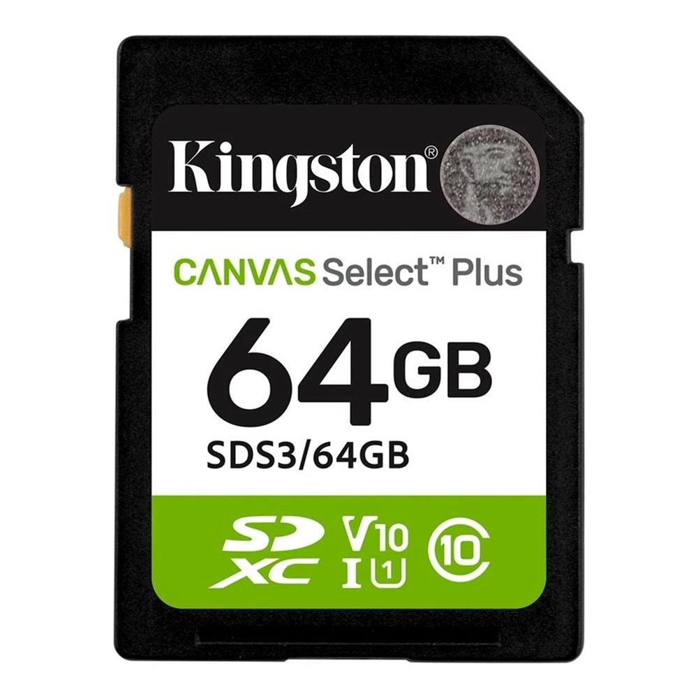 Kingston - Tarjeta de memoria SDXC Canvas Select Plus 64 GB UHS-I U1 Class 10 V10 para cámaras digitales y videocámaras HD, lectura hasta 100 MB/s, resistente al agua IPX7