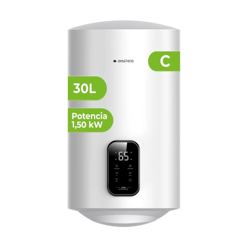 Termo agua caliente 30L Vertical ASPES AT3000SDW  | 1500W, Táctil, 60cm, x 34cm, x 37cm, Blanco