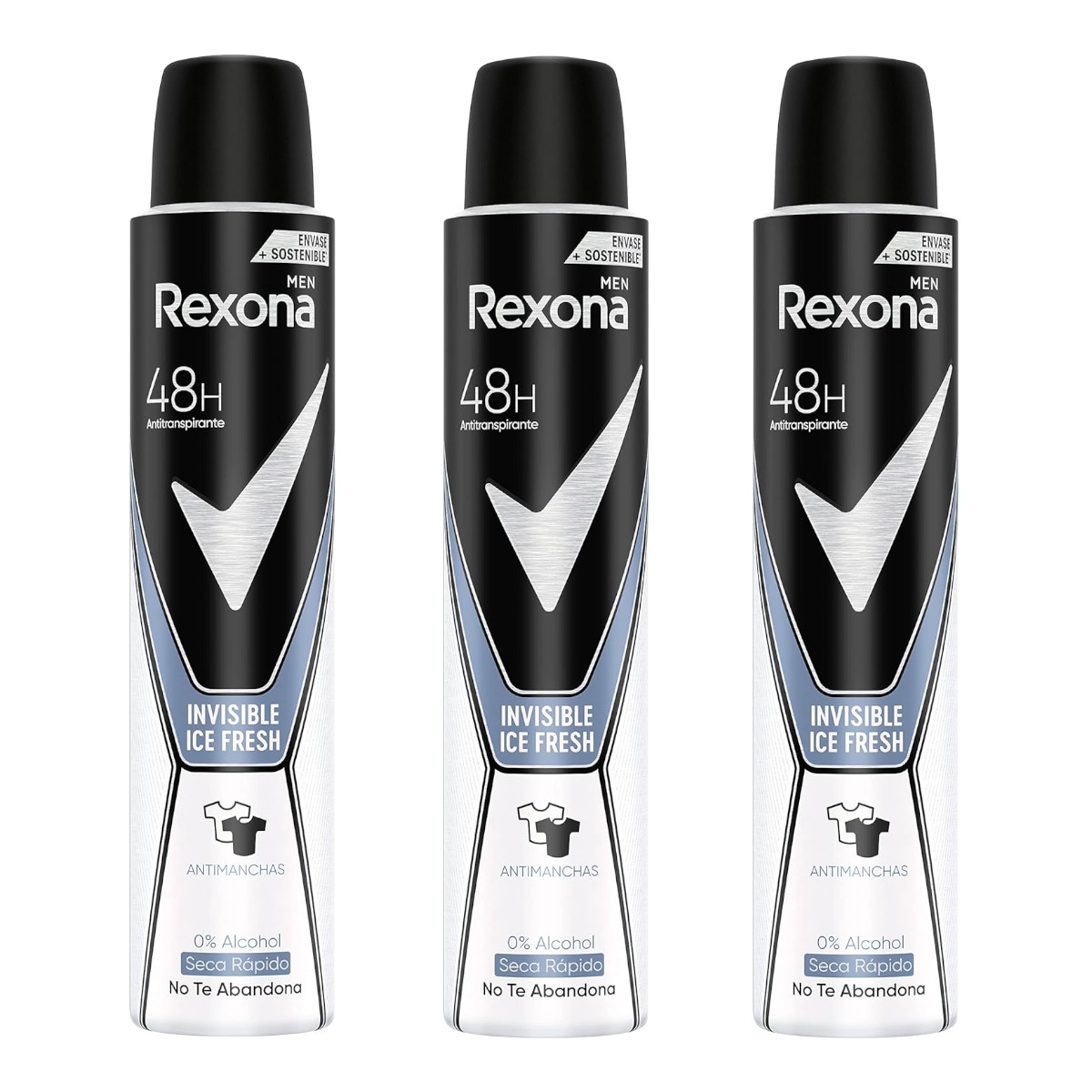 Rexona Men - Rexona Pack de 3 desodorantes Desodorante Antitranspirante Invisible Ice para hombre 200 ml (600 ml en total)