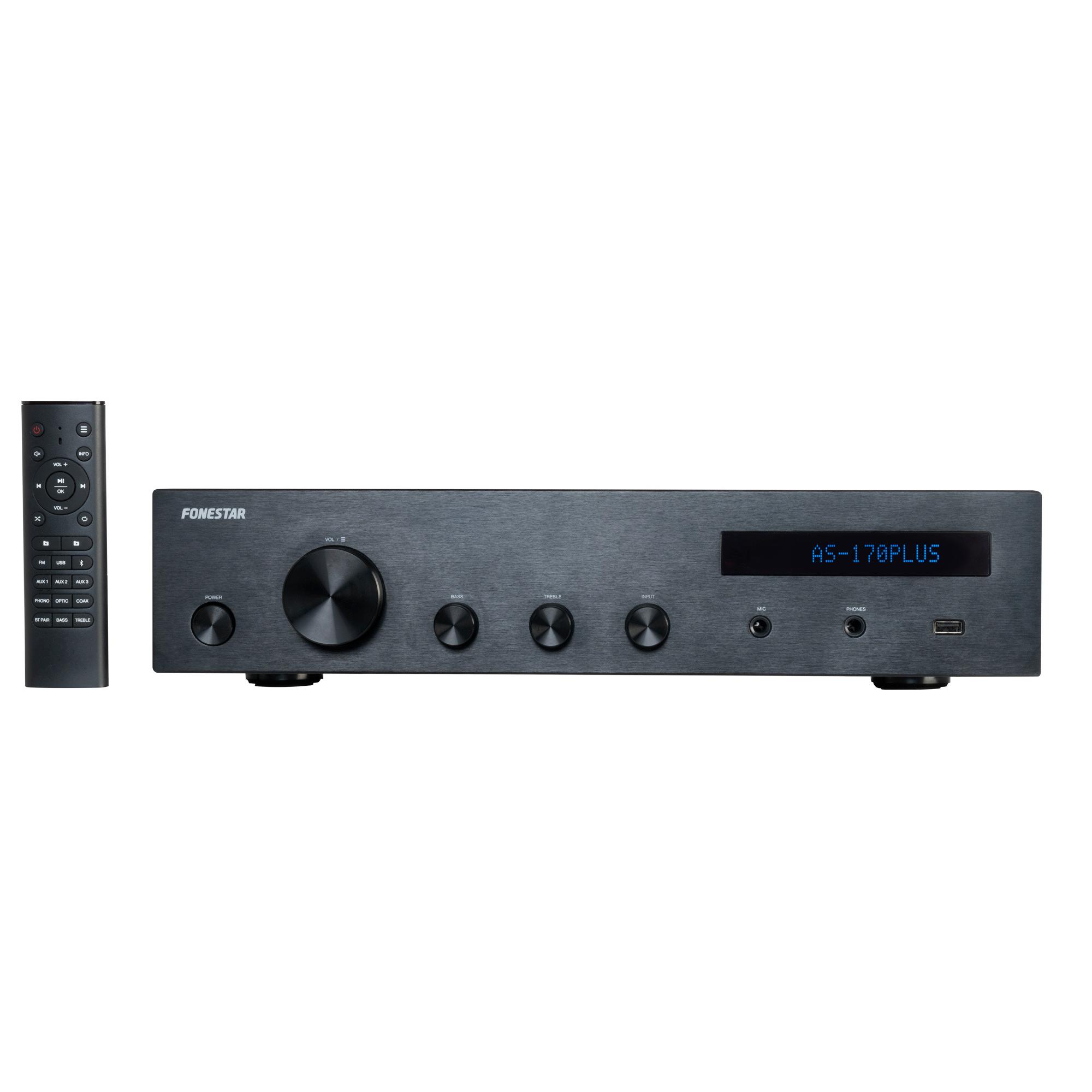 Amplificador Estéreo Hi-Fi Bluetooth USB FM Fonestar 80+80Wrms