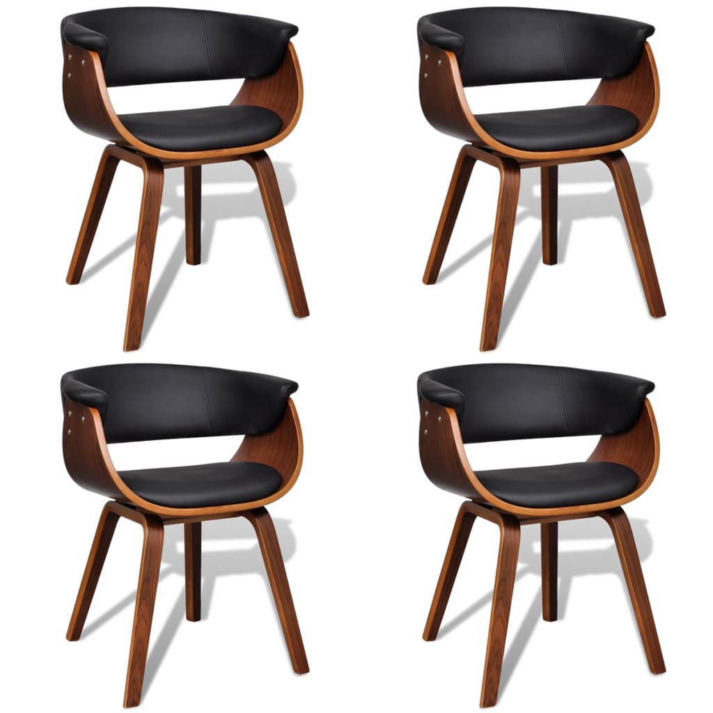 vidaXL Sillas de comedor 4 uds madera curvada y cuero sintético