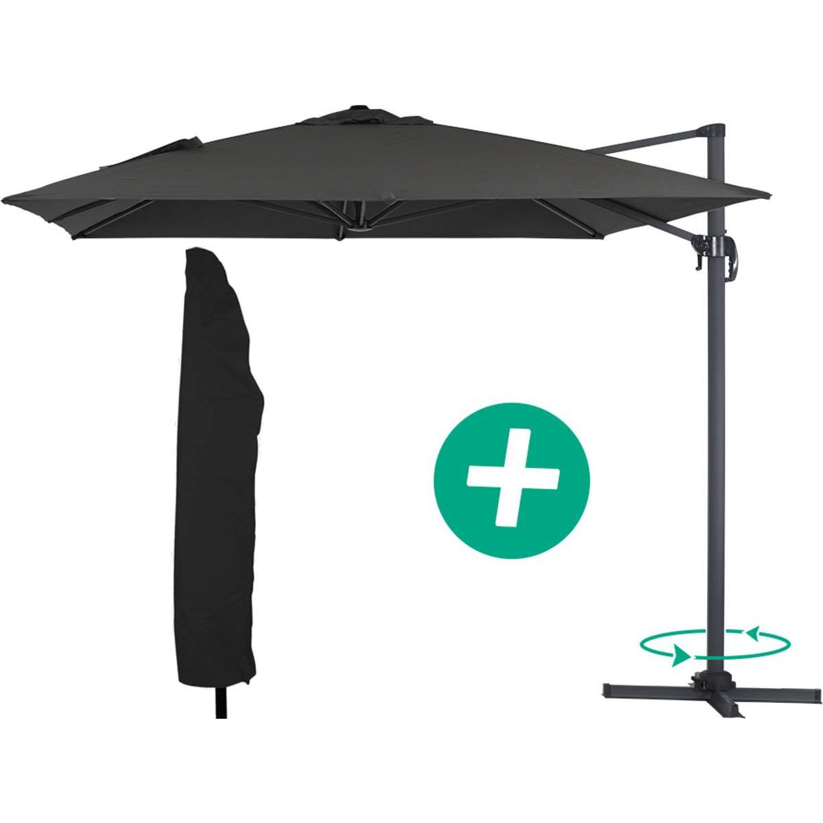 Habitat y Jardin - Parasol Lateral de jardín Alu "Sun 4" – Rectangular – 3 x 4 m – Negro + funda protectora