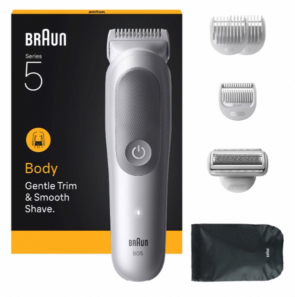 Braun BodyGroomer Series 5, Afeitadora Corporal para Hombre con Accesorio de Rasurado, Afeita y Recorta, Uso en Seco y Mojado (Wet & Dry), Producto Europeo con Garantía Oficial.