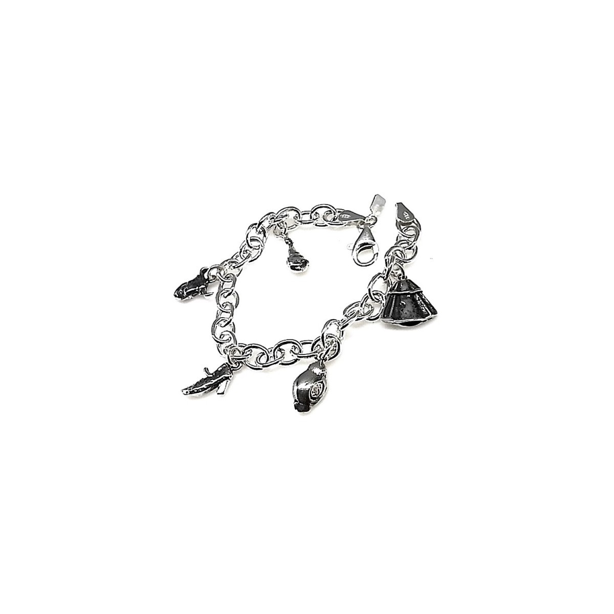 Pulsera plata Ley 925m charms 19cm. motivos España charms