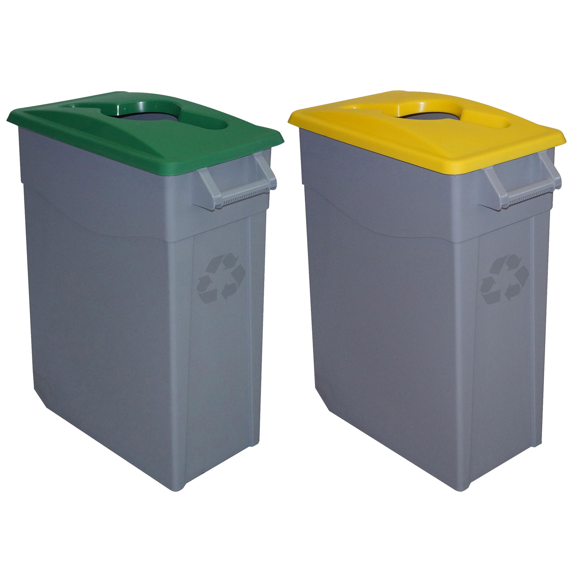 Denox Pack Reciclaje Contenedor Zeus 65L Abierto X2 Verde y Amarillo