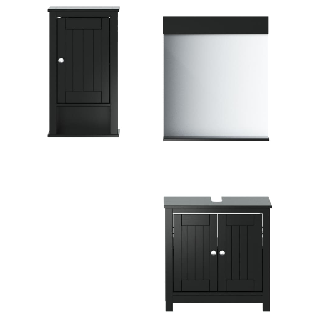 vidaXL Juego de muebles de baño BERG 3 pzas madera maciza pino negro