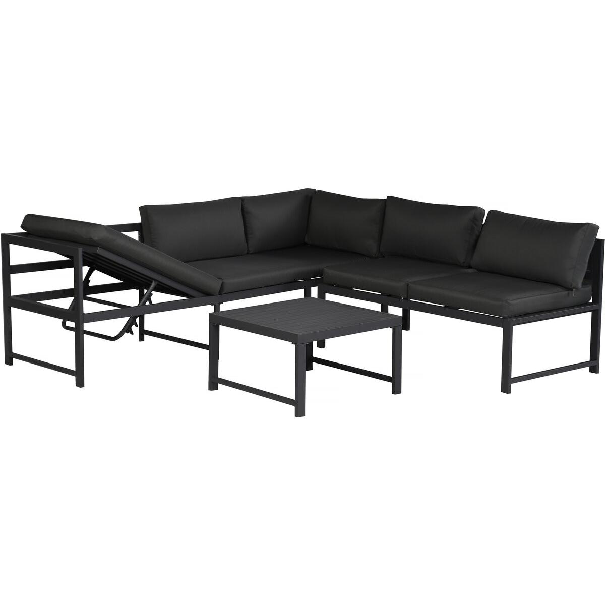 Habitat y Jardin - Conjunto de muebles de jardín de metal "Etna" - 6 plazas - Gris