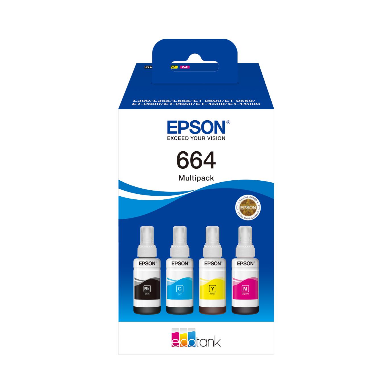 EPSON 664 EcoTank Color Segun Seleccion CMYK ó Multipack Elige botellas sueltas o un juego completo a mejor precio