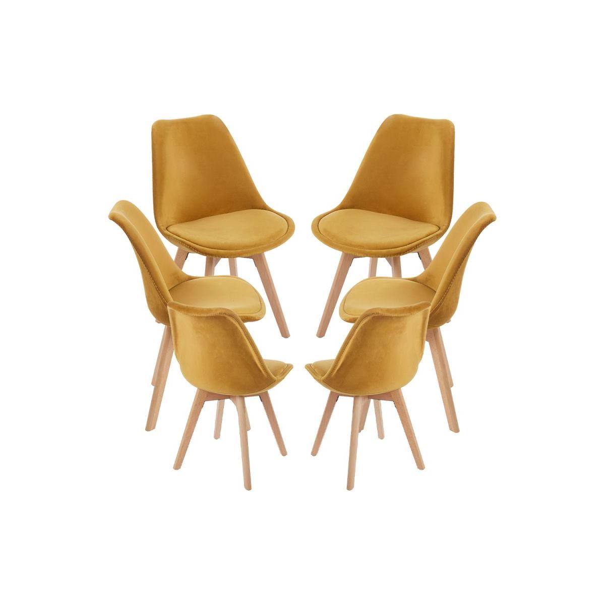 Regalos Miguel - Packs Sillas Comedor - Pack 6 Sillas Synk Terciopelo - Mostaza
