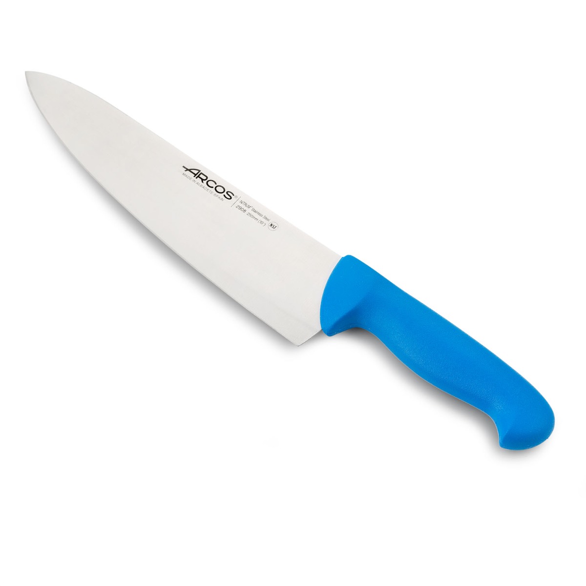Arcos Cuchillo Chef Acero Inoxidable. Cuchillo cocina profesional multipropósito para cortar y limpiar verduras. Mango ergonómico polioximetileno y Hoja 250 mm. Serie 2900. Color negro.
