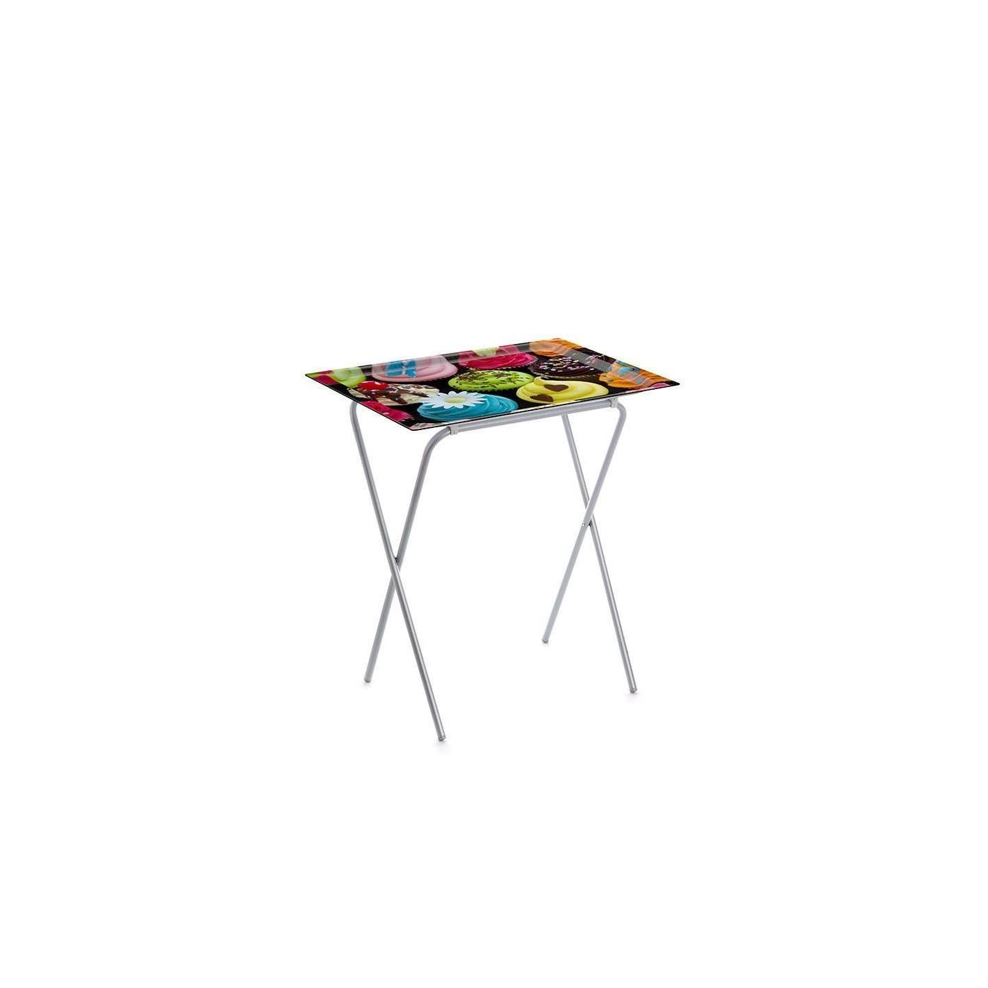 DON HIERRO - Mesa plegable auxiliar ADA con bandeja extraíble para interior y exterior-