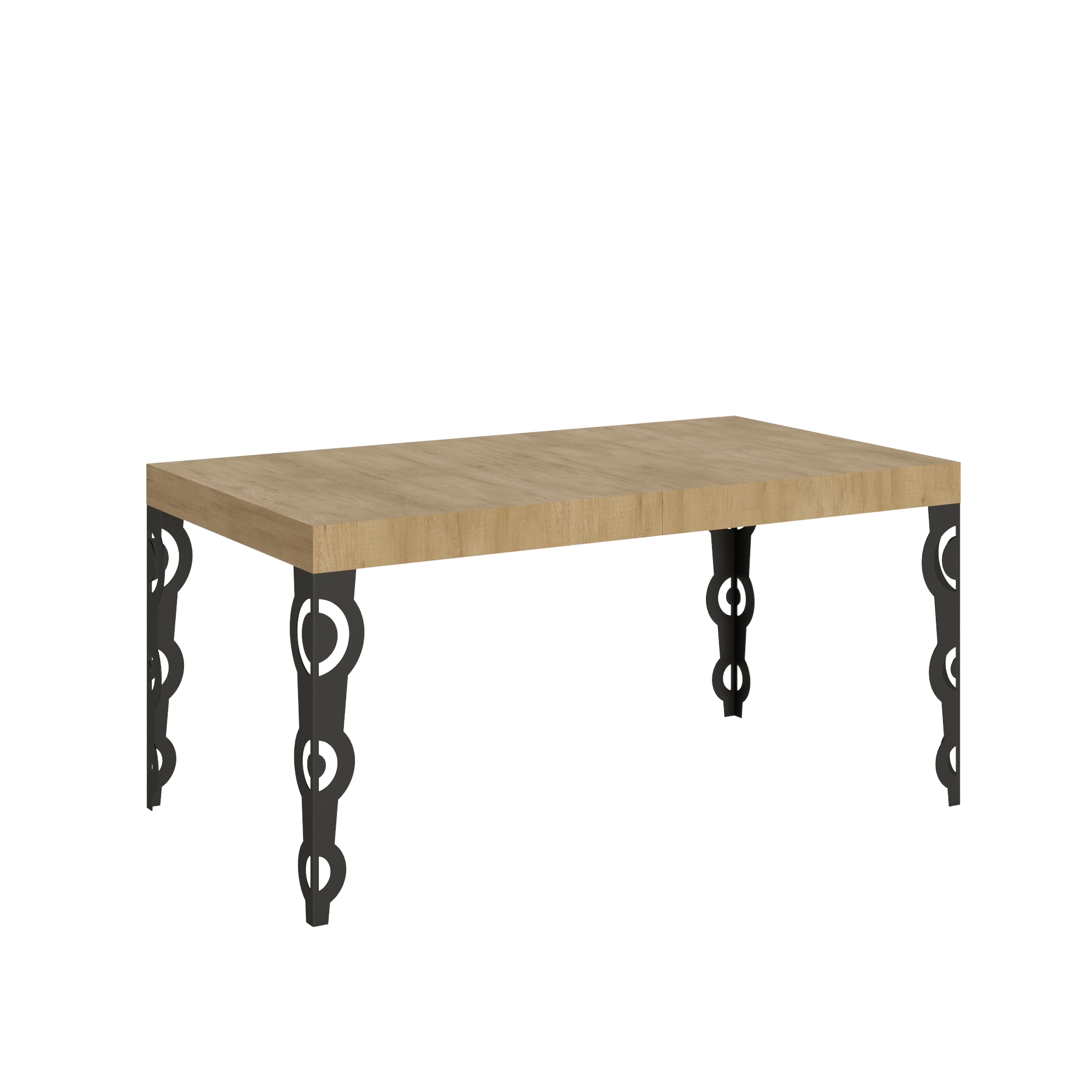 Mesa extensible 90x160/420 cm Karamay Roble Nature Estructura Antracita - Itamoby