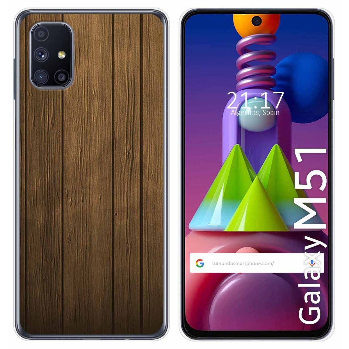 Tumundosmartphone Funda Gel Tpu para Samsung Galaxy M51 diseño Madera Dibujos