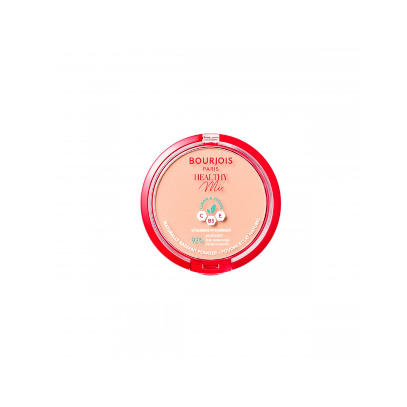 Bourjois - Polvo Compacto Healthy Mix para maquillaje mujer, matificante y difuminador de imperfecciones, ideal para piel grasa o mixta, con acabado luminoso y efecto antifatiga