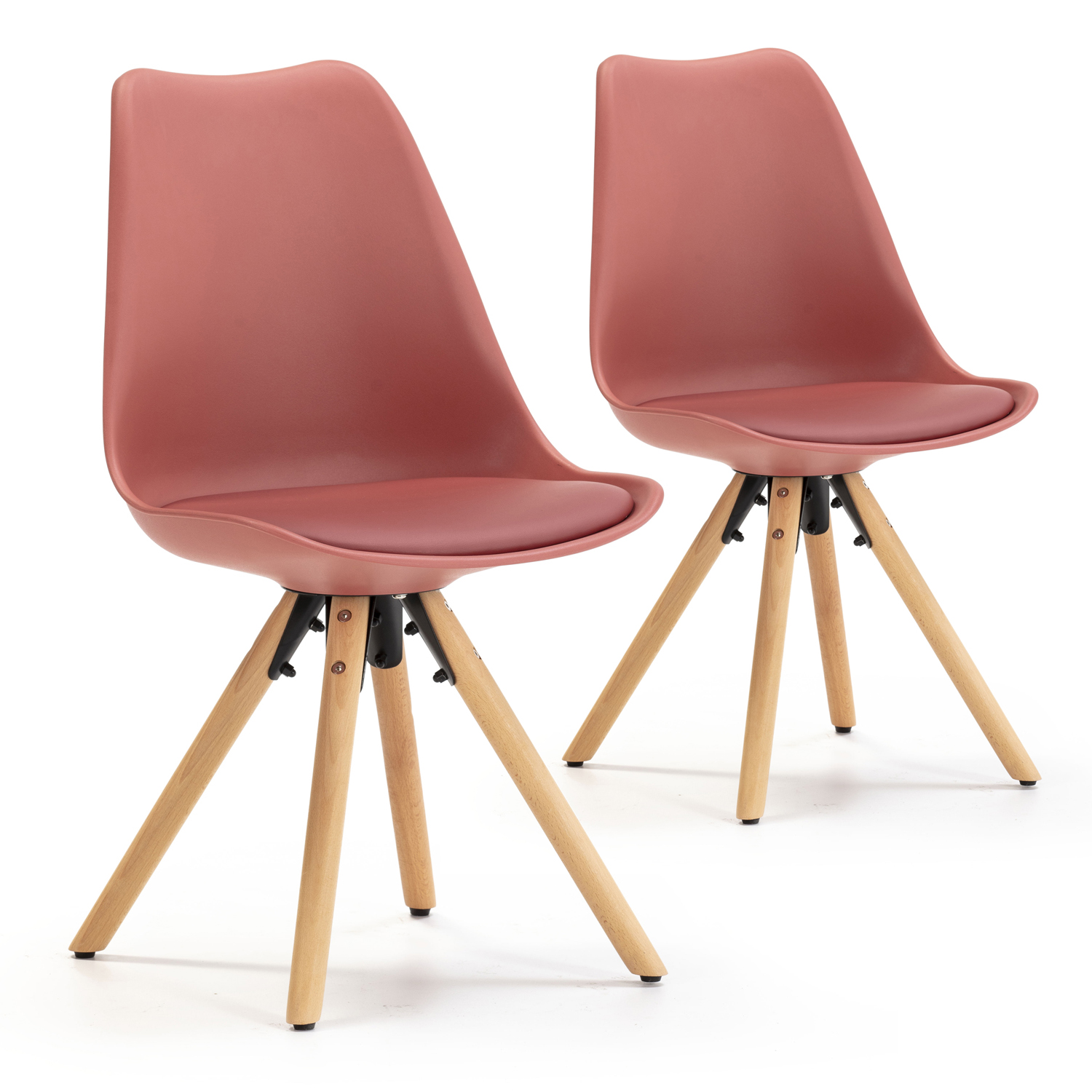 VS Venta-Stock - Pack de 2 sillas de comedor modelo Jeff en color rojo con patas de madera