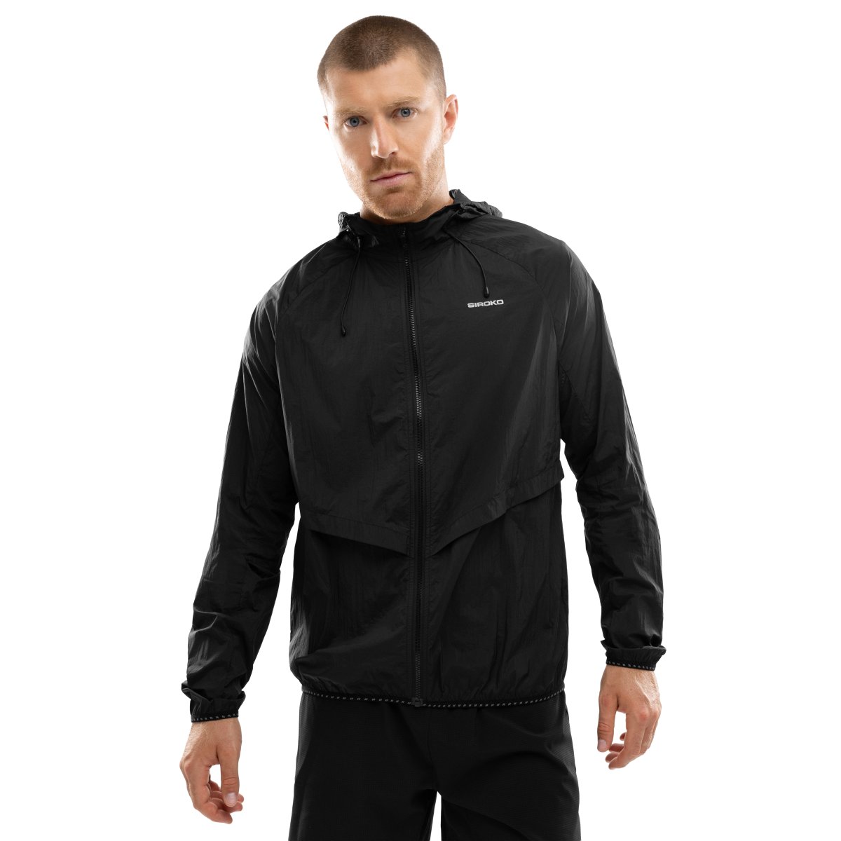 SIROKO - Chaqueta Cortavientos con Gorro BUND Running para Hombre_