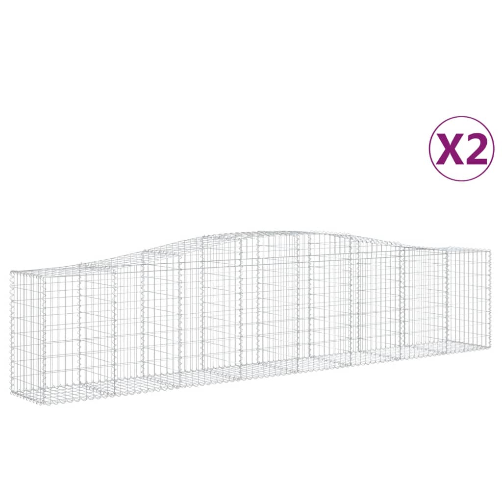 vidaXL Cestas de gaviones 2 uds forma de arco hierro 400x50x80/100 cm