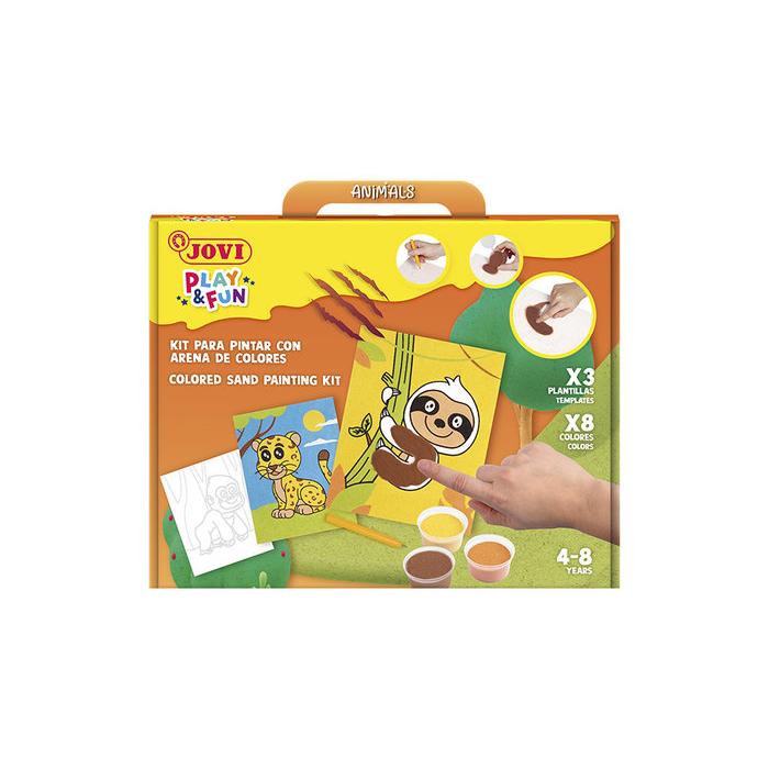 JOVI KIT JOVI PINTA CON ARENA DE COLORES ANIMALES TERRESTRES PLAY&FUN 28x21x5 Cms.