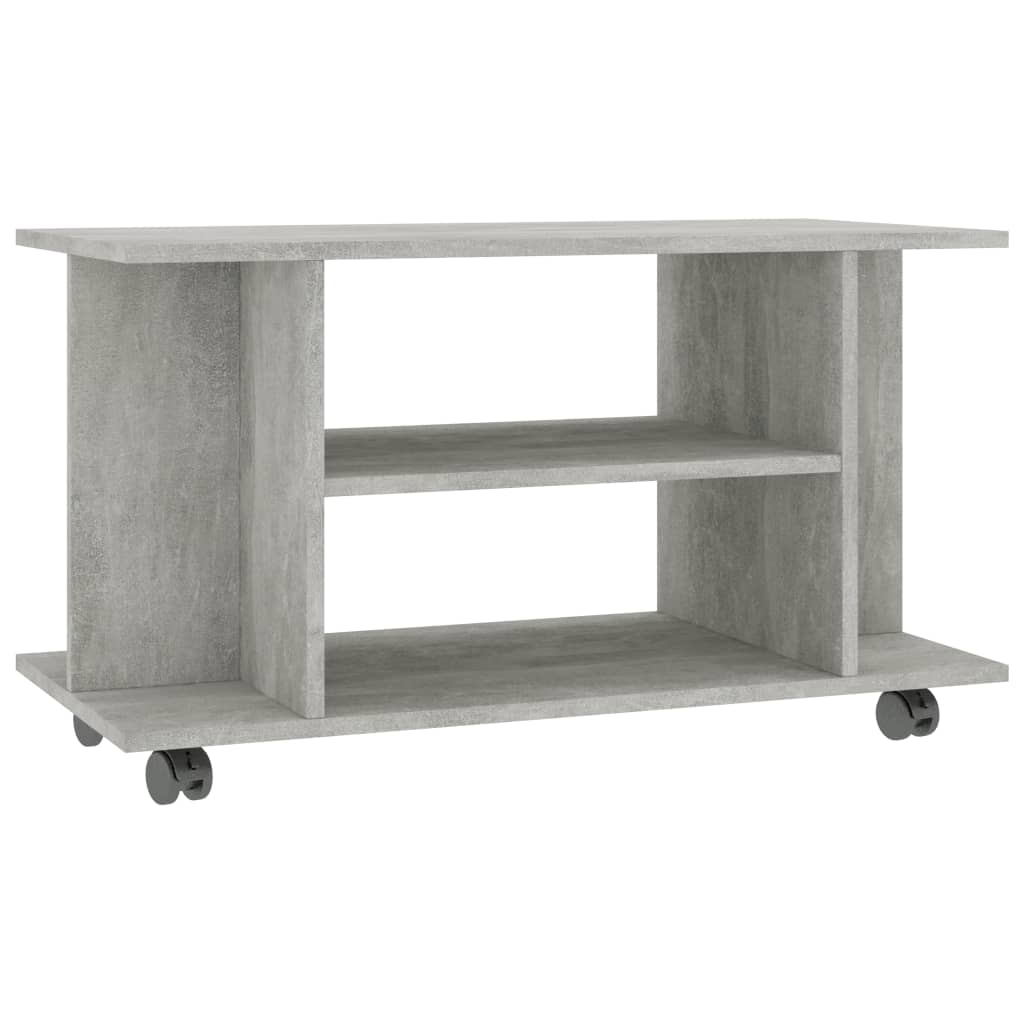 vidaXL Mueble de TV con ruedas madera ingeniería envejecida 80x40x45cm en color Madera antigua/Gris hormigón/Roble artisan | almacenamiento funcional diseño moderno para baño dormitorio sala
