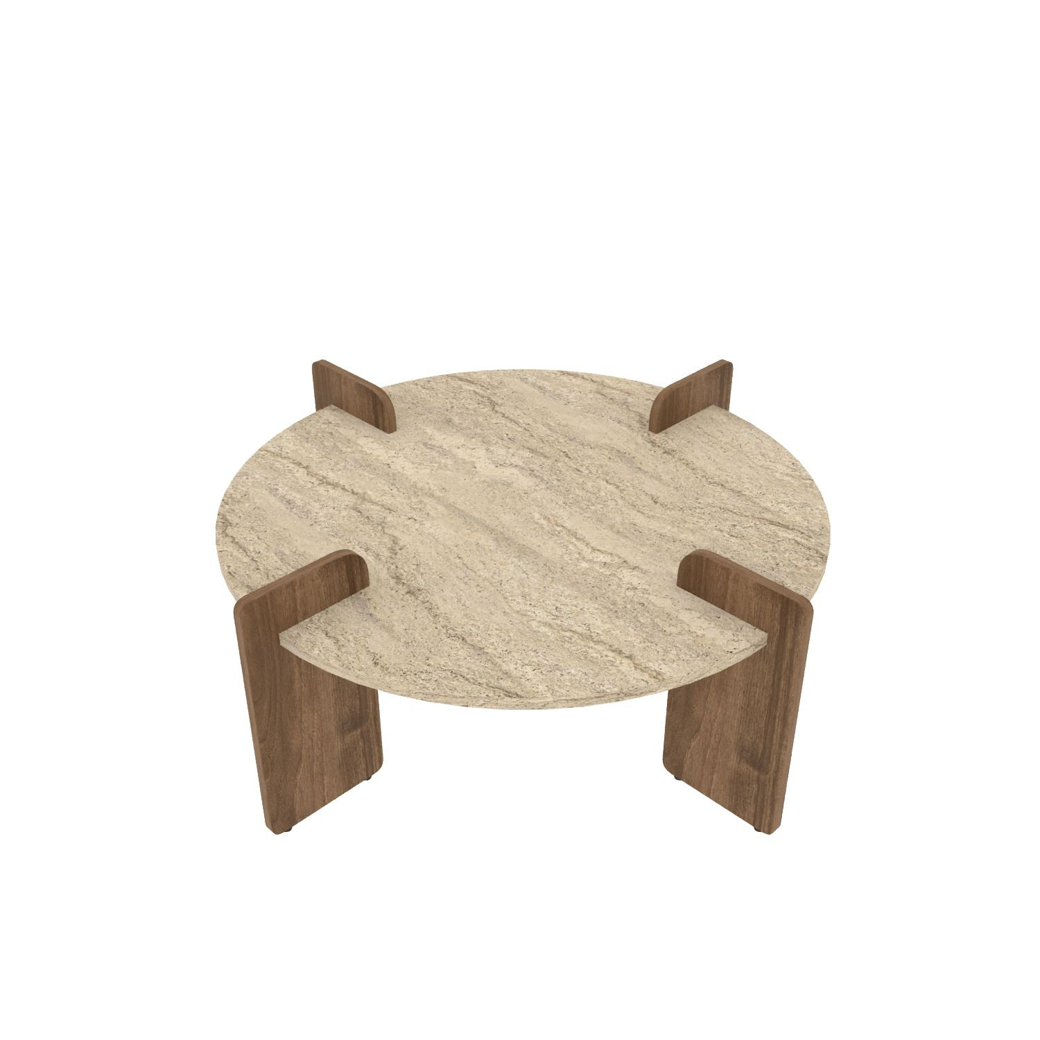 Habitat y Jardin - Mesa baja de madera "Avoure" - 90 x 90 x 35 cm - Travertino