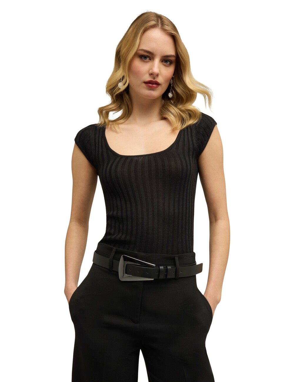 Motivi - Jersey slim de lurex acanalado