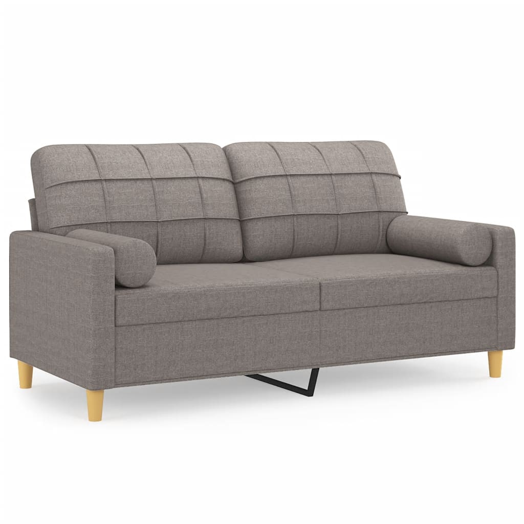 vidaXL Sofá de 2 plazas con cojines tela gris taupe 140 cm