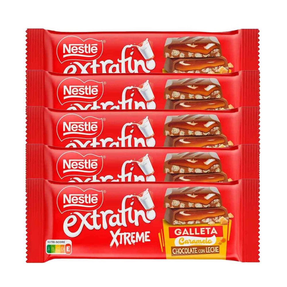 Nestlé - Nestlé Extrafino Xtreme Galleta, 5 Tabletas de 87 gramos