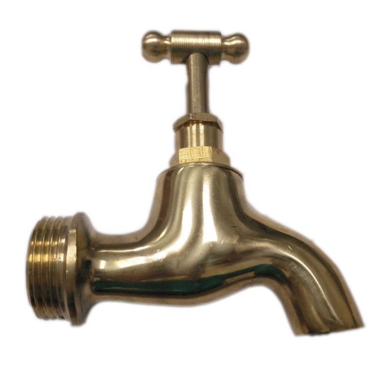 Suinga Grifo exterior con conexión roscada para manguera de 3/4'' | Grifo dorado | Grifo para jardin de latón