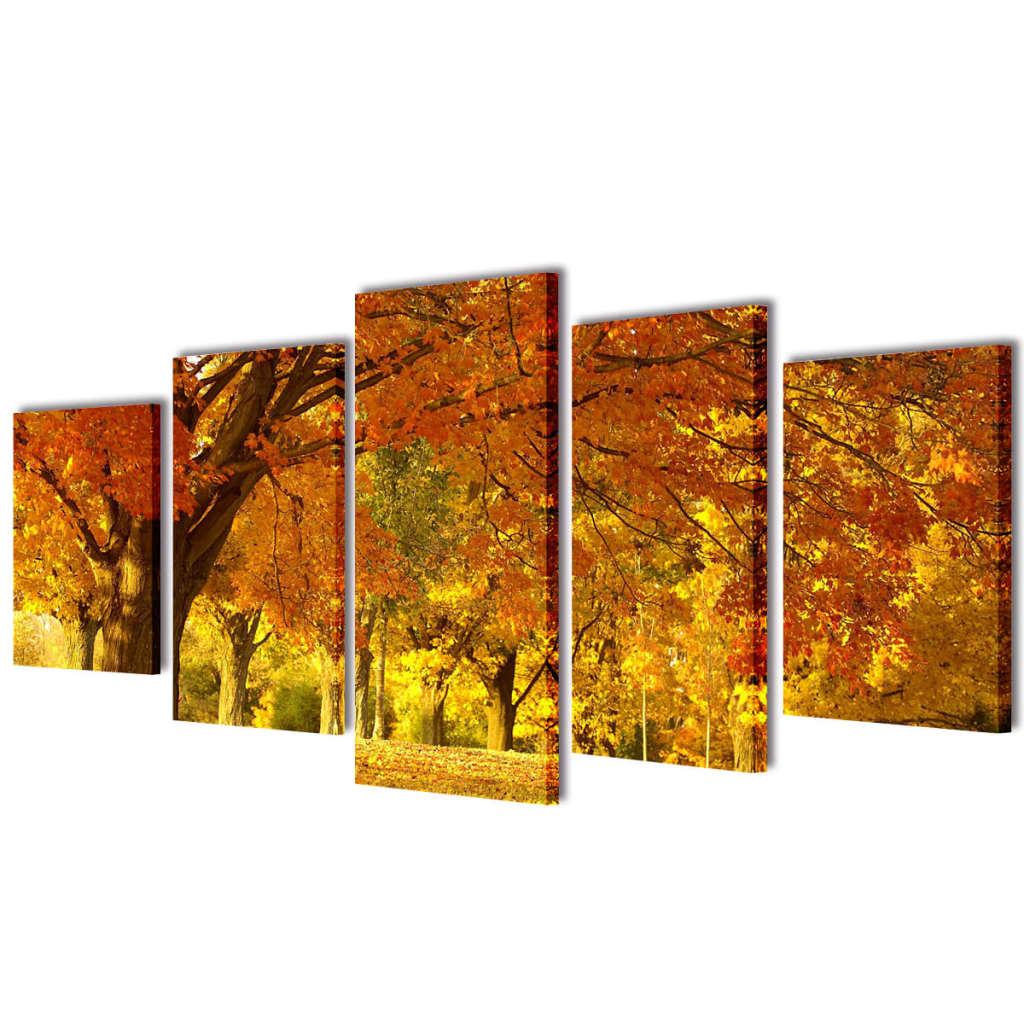 vidaXL Set Imagen Cuadro Pintura Póster Lienzo Decoración Bosque Arces Dimensiones 100 x 50 cm, 200 x 100 cm