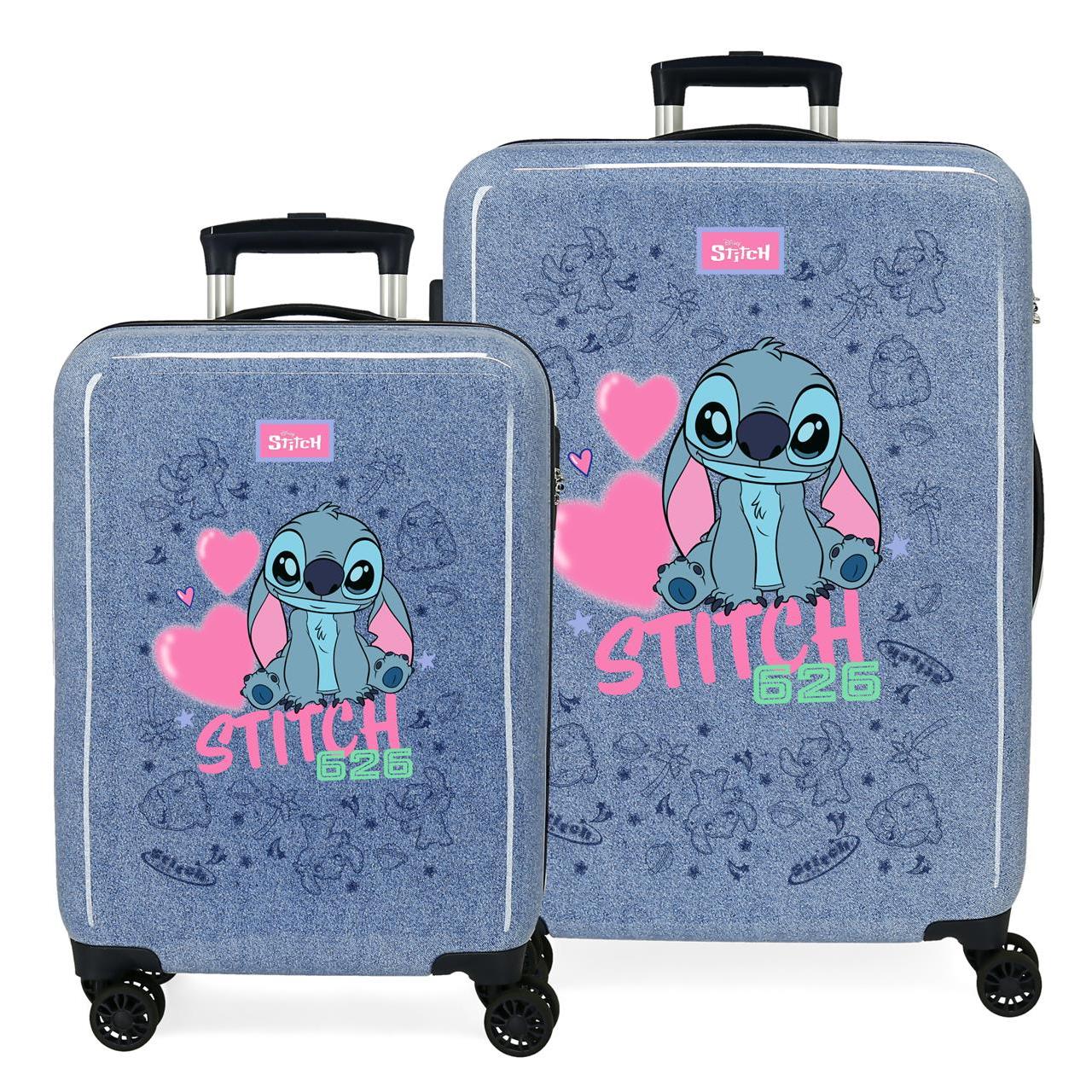 Juego de maletas Disney Stitch hearts denim 65x46x23cm