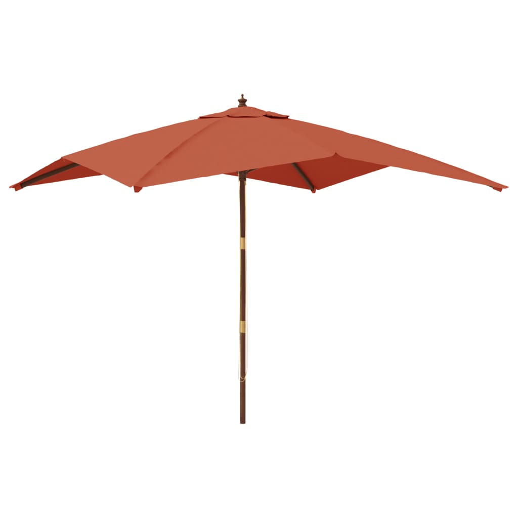 vidaXL Sombrilla de jardín con poste de madera terracota 300x300x273cm