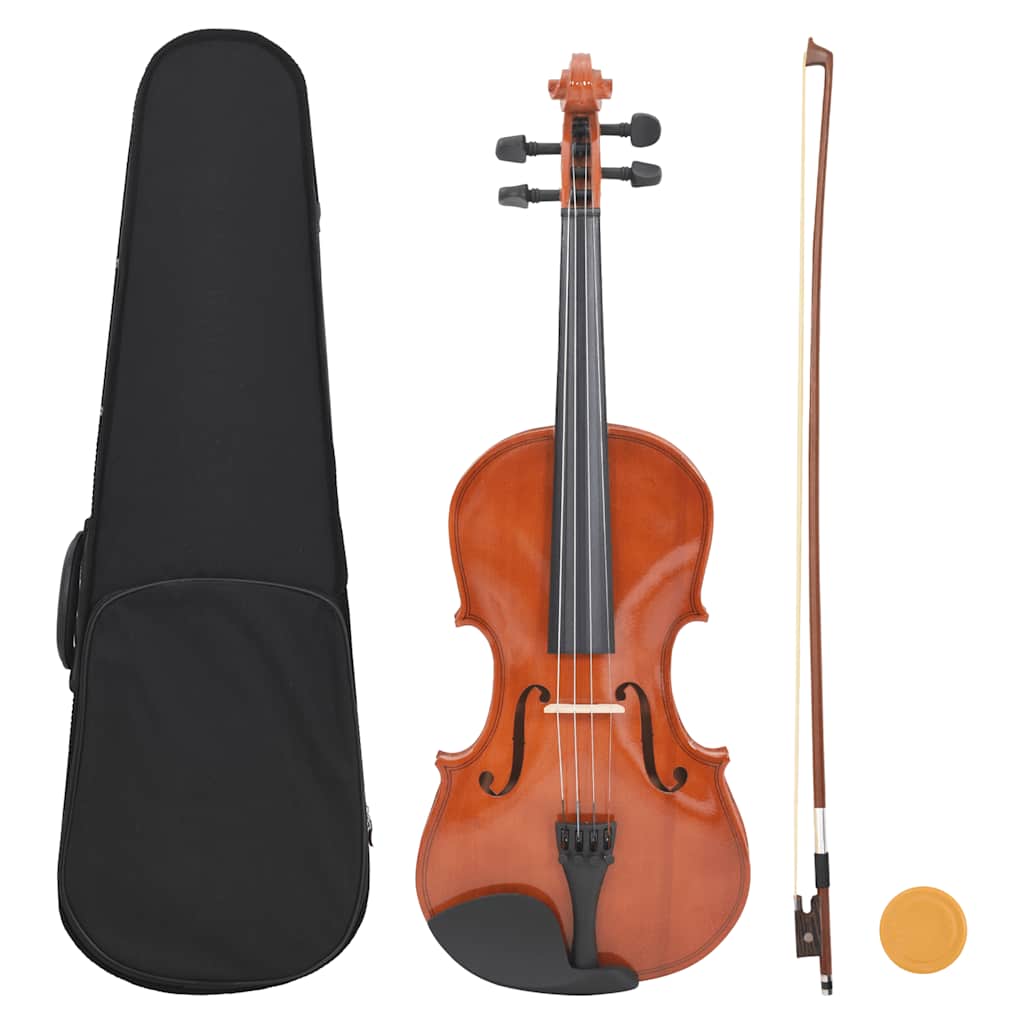vidaXL Juego completo de violín con arco y barbada madera oscura 4/4 en color Marrón/Negro