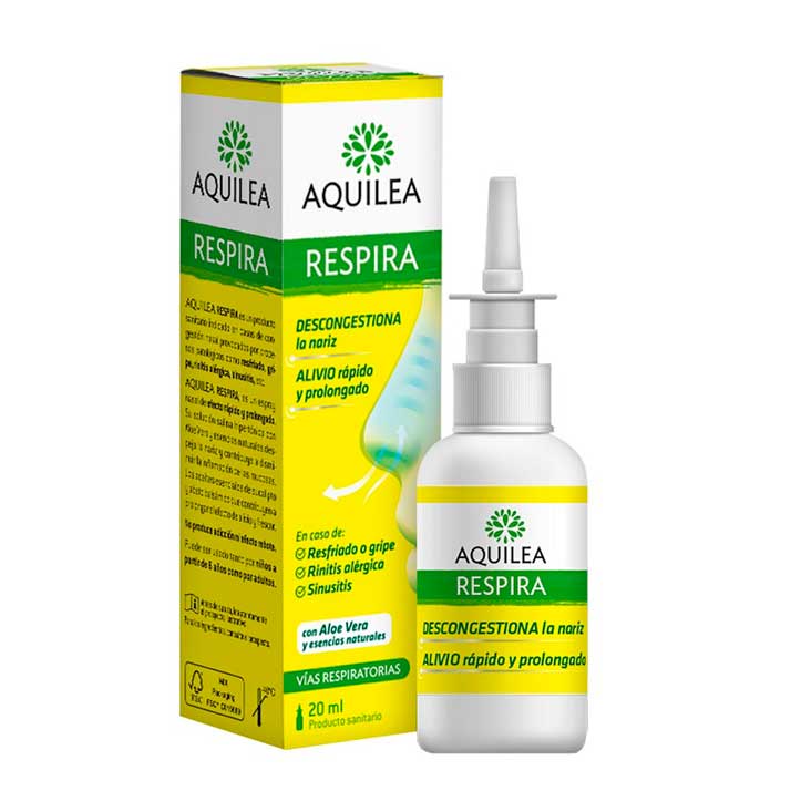 Aquilea Respira Espray Nasal para Congestión Nasal y Alivio Rápido con Aloe Vera y Aceites Esenciales BIO