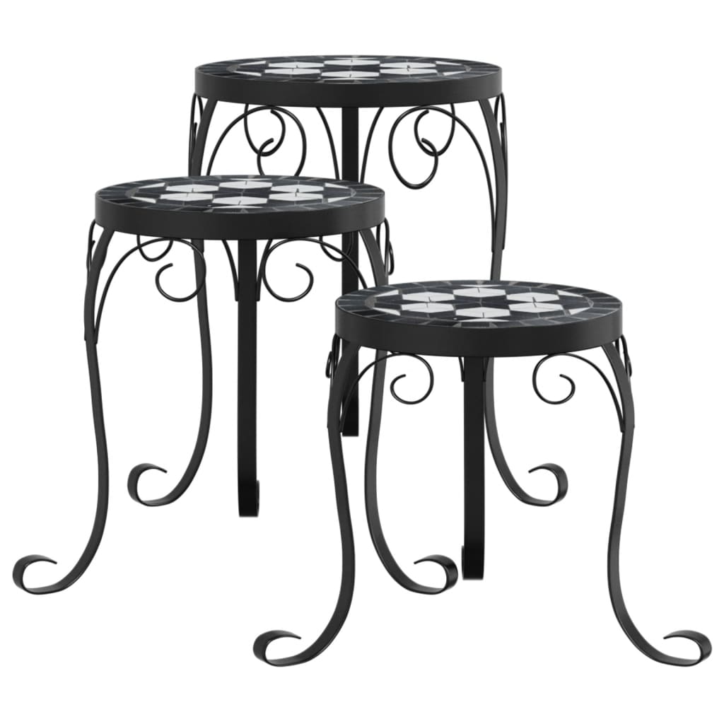 vidaXL Soportes para plantas 3 uds cerámica mesa para plantas Color Azul,  Negro,  Terracota y mas