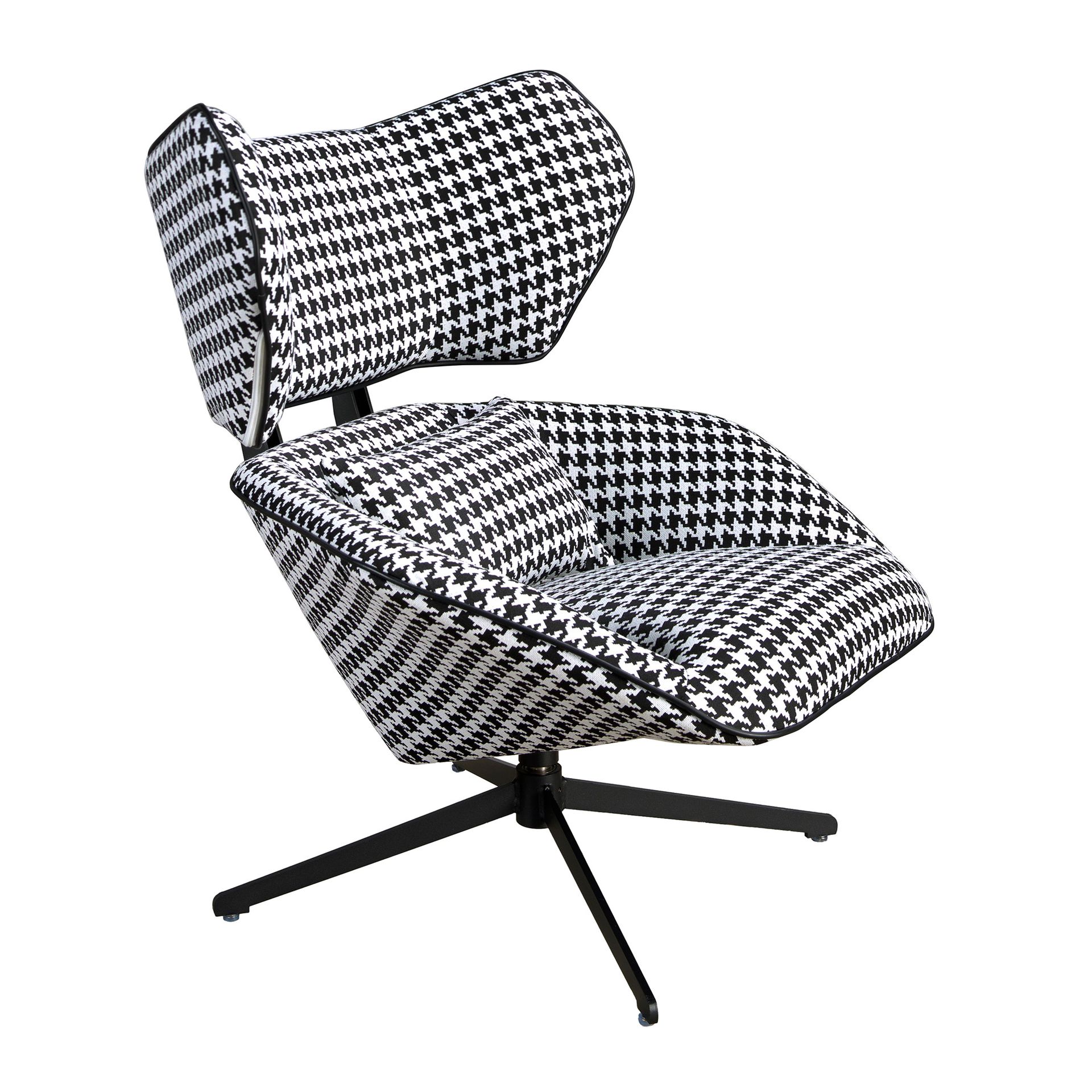 Ángel Cerdá - Sillón Giratorio en Tela Blanca y Negra con Cojín Adicional - Diseño Moderno y Confort Elegante - 85 x 95 x 98 cm
