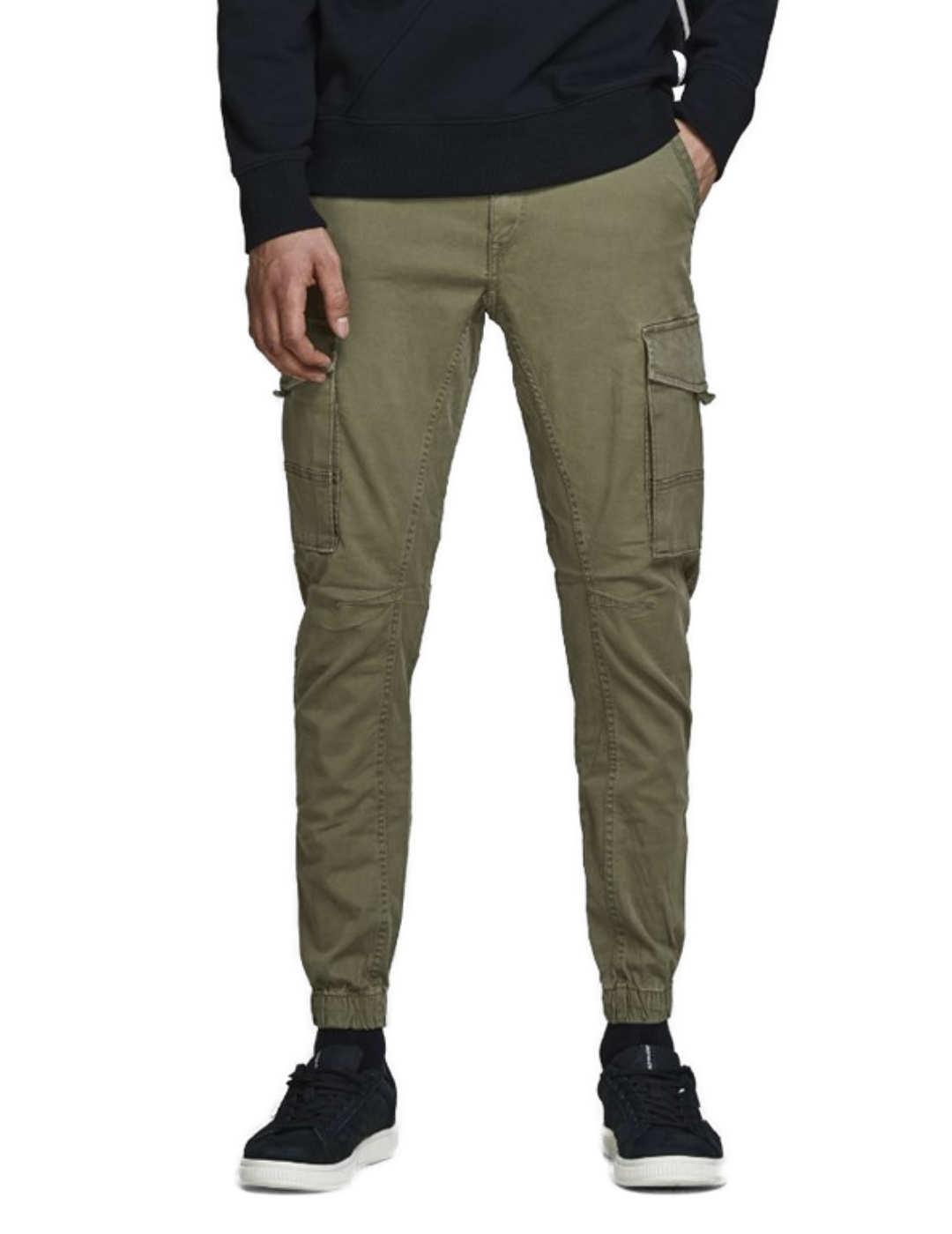 Jack & Jones Pantalón Jack&Jones Paul Cargo Verde Militar para Hombre - Algodón Orgánico