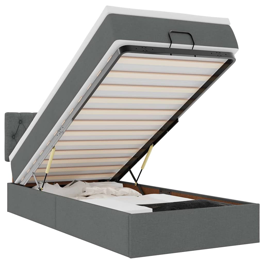 vidaXL Estructura cama otomana colchón tela gris oscuro