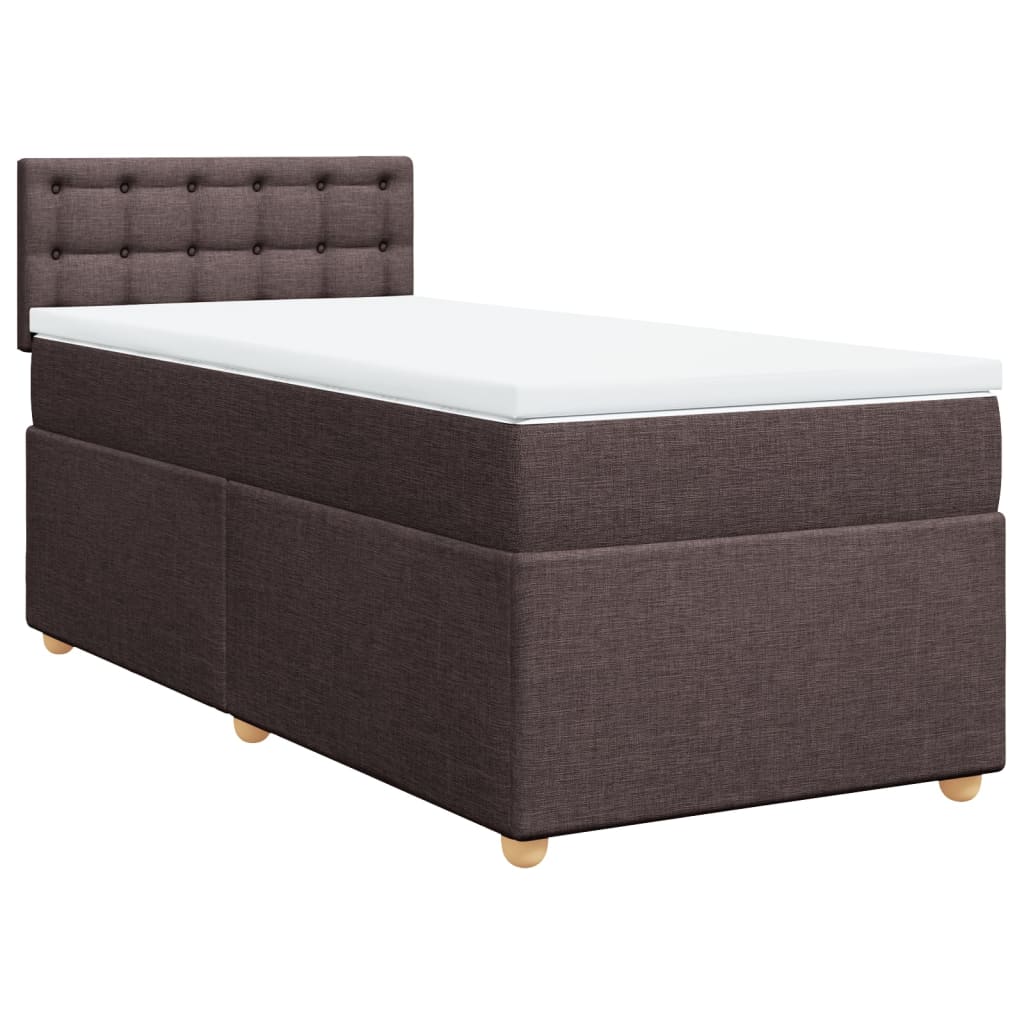 vidaXL Cama box spring con colchón tela marrón oscuro 90x200 cm